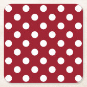 White Polka Dots on Crimson Red Kartonnen Onderzetters (Voorkant)