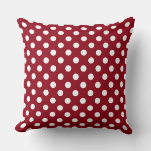 White Polka Dots on Crimson Red Kussen