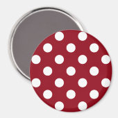 White Polka Dots on Crimson Red Magneet (Voorkant / Achterkant)