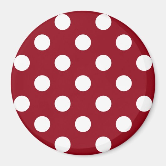 White Polka Dots on Crimson Red Magneet (Voorkant)