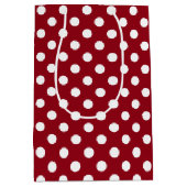 White Polka Dots on Crimson Red Medium Cadeauzakje (Voorkant)