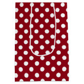 White Polka Dots on Crimson Red Medium Cadeauzakje (Achterkant)
