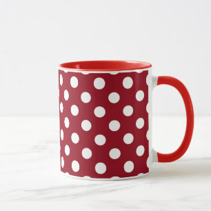 White Polka Dots on Crimson Red Mok