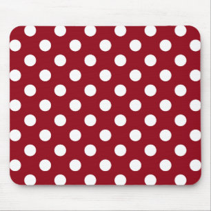 White Polka Dots on Crimson Red Muismat