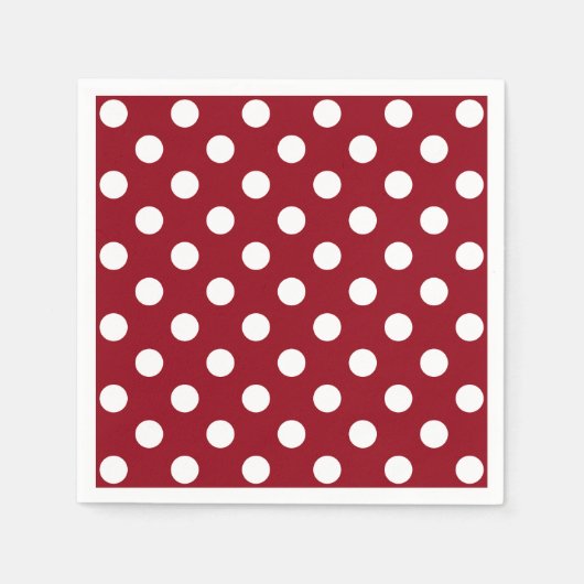 White Polka Dots on Crimson Red Servet (Voorkant)