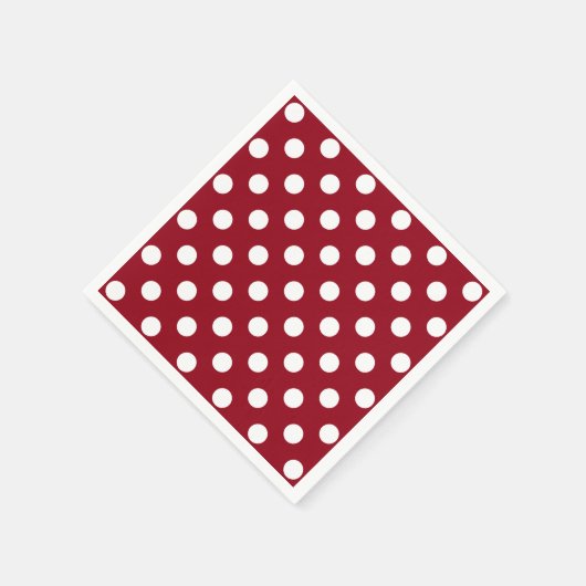 White Polka Dots on Crimson Red Servet (Hoek)