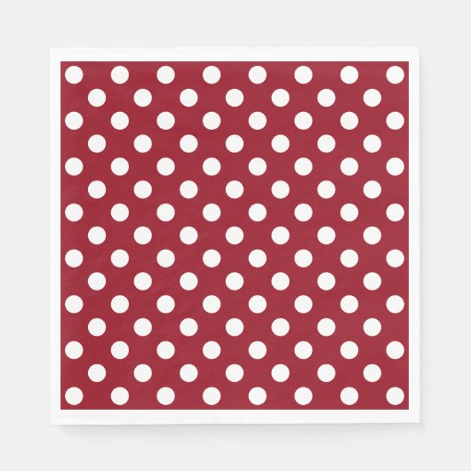 White Polka Dots on Crimson Red Servetten (Voorkant)
