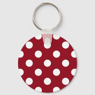 White Polka Dots on Crimson Red Sleutelhanger