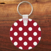 White Polka Dots on Crimson Red Sleutelhanger (Voorkant)