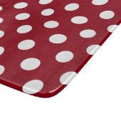 White Polka Dots on Crimson Red Snijplank (Hoek)