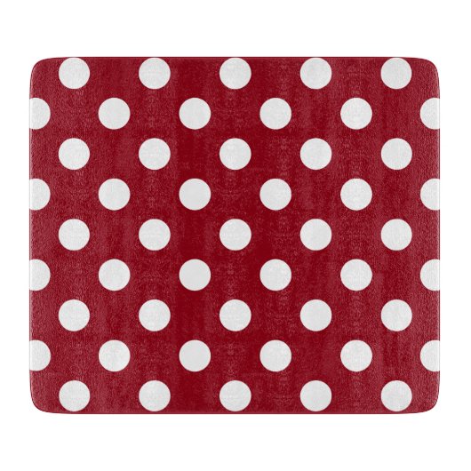 White Polka Dots on Crimson Red Snijplank (Voorkant)