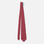 White Polka Dots on Crimson Red Stropdas (Achterkant)