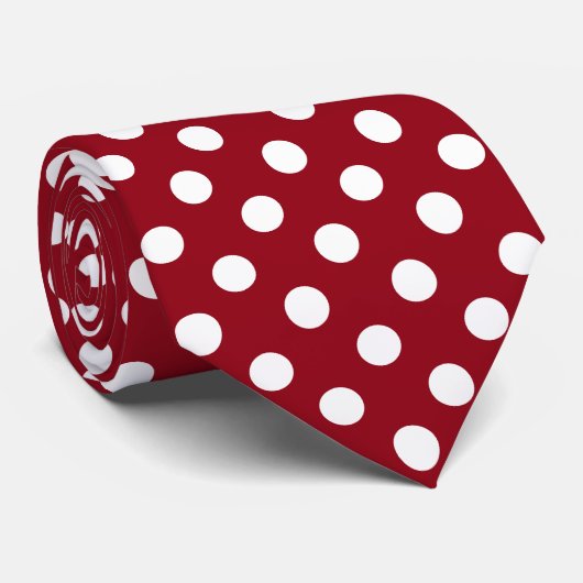 White Polka Dots on Crimson Red Stropdas (Opgerold)