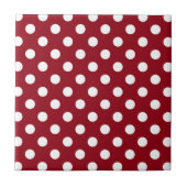 White Polka Dots on Crimson Red Tegeltje (Voorkant)