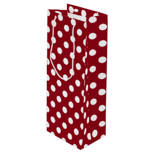 White Polka Dots on Crimson Red Wijn Cadeautas