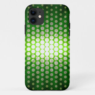 White Polka Dots on Green Background iPhone 11 Hoesje