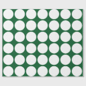 White Polka Dots on Green Cadeaupapier (Vlak)