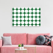 White Polka Dots on Green Canvas Afdruk (Insitu (Woonkamer))