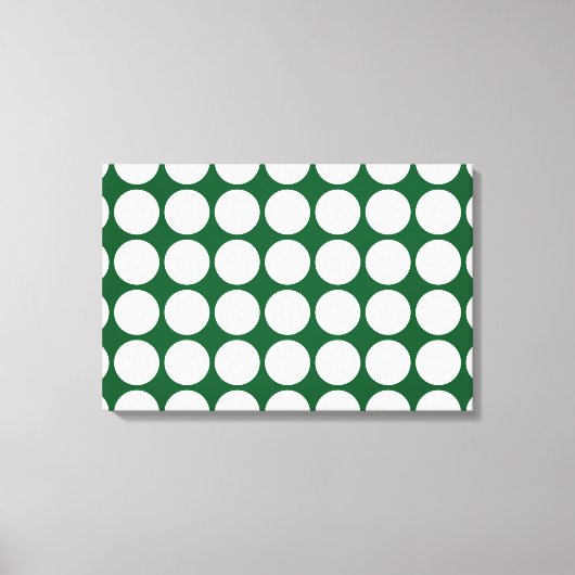White Polka Dots on Green Canvas Afdruk (Voorkant)