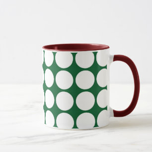 White Polka Dots on Green Mok