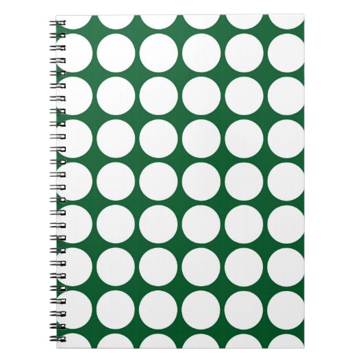 White Polka Dots on Green Notitieboek (Voorkant)