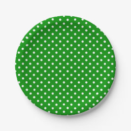 White Polka Dots on Green Papieren Bordje