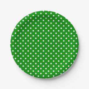 White Polka Dots on Green Papieren Bordje