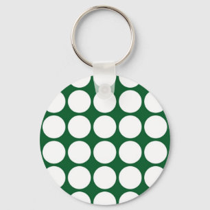 White Polka Dots on Green Sleutelhanger