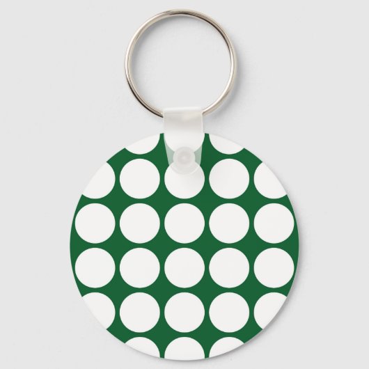 White Polka Dots on Green Sleutelhanger (Voorkant)