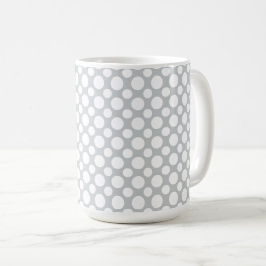 White Polka Dots on Grey Coffee Mok (Voorkant rechts)