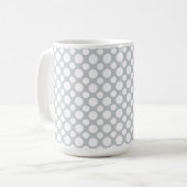 White Polka Dots on Grey Coffee Mok (Voorkant links)