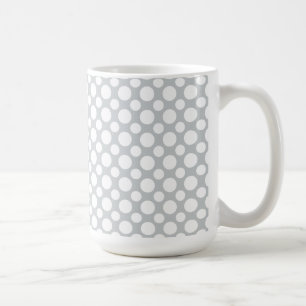 White Polka Dots on Grey Coffee Mok