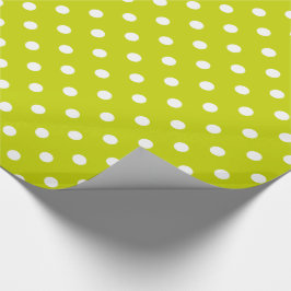 White Polka Dots on Lime Green Cadeaupapier