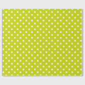 White Polka Dots on Lime Green Cadeaupapier (Vlak)