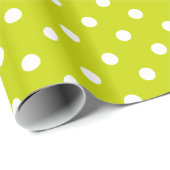 White Polka Dots on Lime Green Cadeaupapier (Rol Hoek)