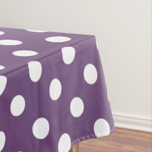 White Polka Dots on Perfect Plum Tafelkleed