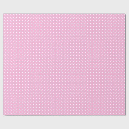 White Polka Dots on Pink Cadeaupapier (Vlak)