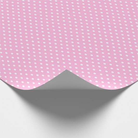White Polka Dots on Pink Cadeaupapier (Hoek)