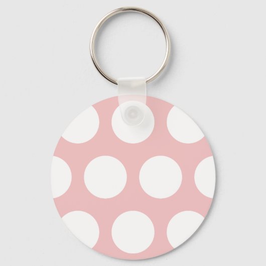 White Polka Dots on Pink Sleutelhanger (Voorkant)