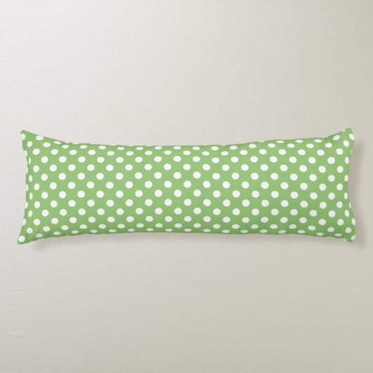 White Polka Dots on Pistachio Green Lichaamskussen (Voorkant)