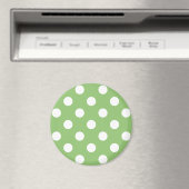 White Polka Dots on Pistachio Green Magneet (Insitu (Vaatwasser))