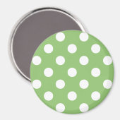 White Polka Dots on Pistachio Green Magneet (Voorkant / Achterkant)