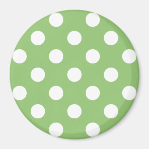 White Polka Dots on Pistachio Green Magneet