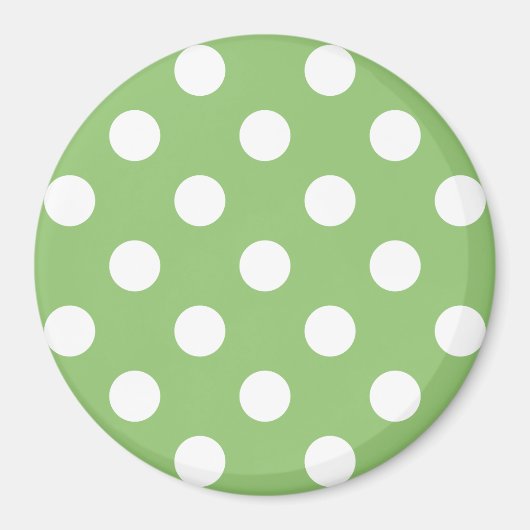 White Polka Dots on Pistachio Green Magneet (Voorkant)