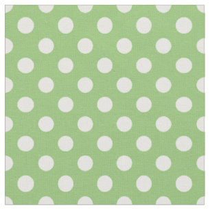 White Polka Dots on Pistachio Green Stof