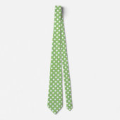 White Polka Dots on Pistachio Green Stropdas (Voorkant)