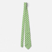 White Polka Dots on Pistachio Green Stropdas (Achterkant)