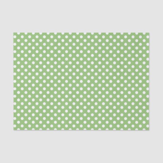 White Polka Dots on Pistachio Green Tissuepapier (Voorkant)