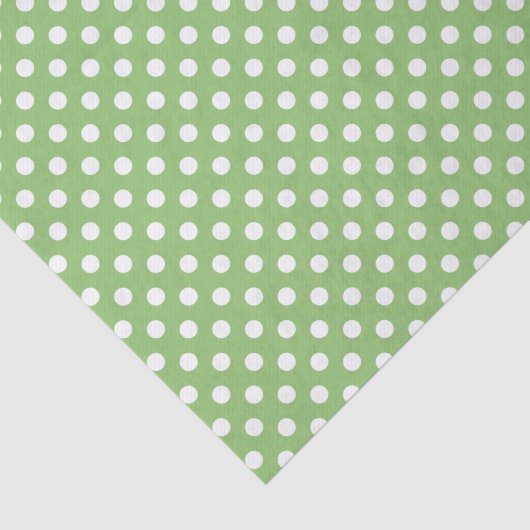 White Polka Dots on Pistachio Green Tissuepapier (Detail)