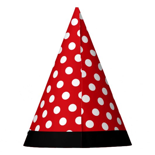 White Polka Dots on Red Happy Birthday Feesthoedjes (Achterkant)